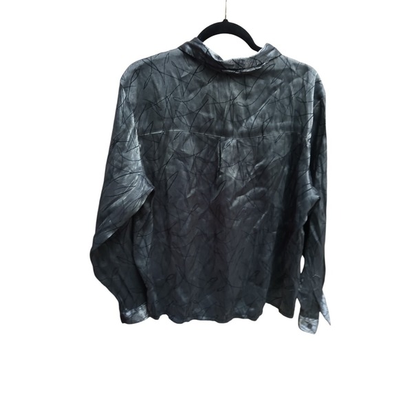 Vintage TR Bentley Plus Silver Blouse Size 16w Button Up Shiny - Picture 6 of 8